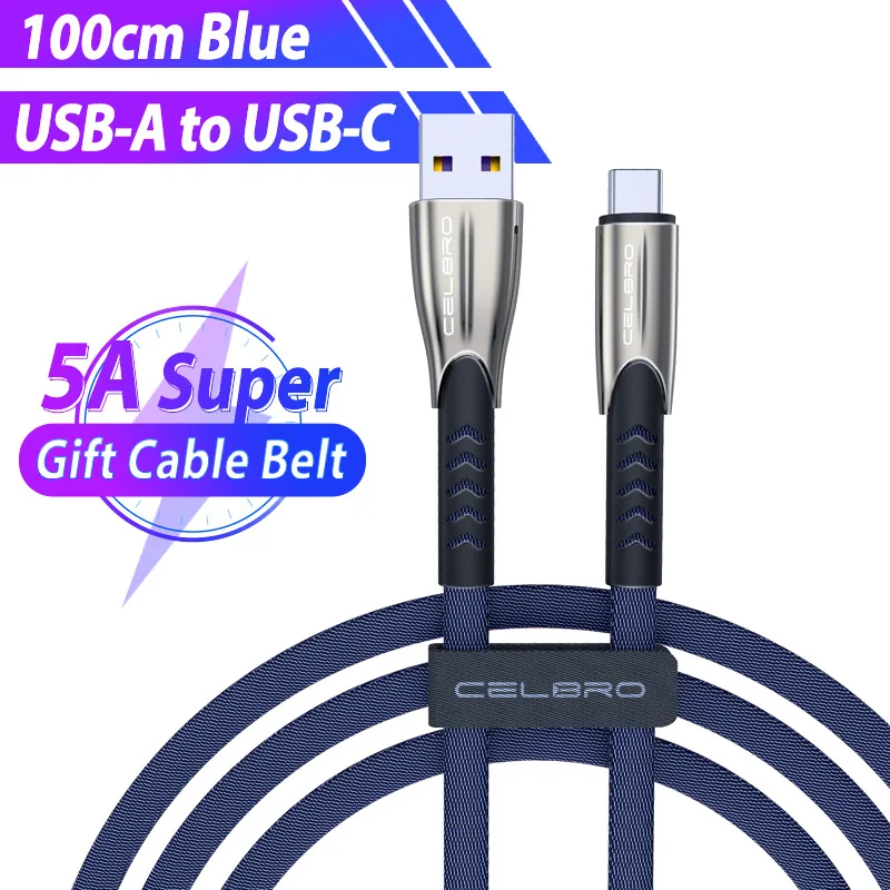 Type C 5A Usb C кабель type-C type c быстрое зарядное устройство для huawei mate 30 P30 Lite OPPO Realme XT 5X2 Pro VIVO Super VOOC Flash Charge - Цвет: Blue Straight