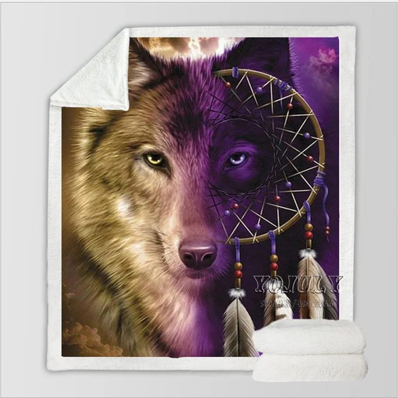 YOJULY Новое "Fantasy Wolf" harajuku дети взрослые 3D печатное одеяло диван одеяло покрывало путешествия постельные принадлежности модный фирменный магазин-аутлет K17 - Цвет: 1