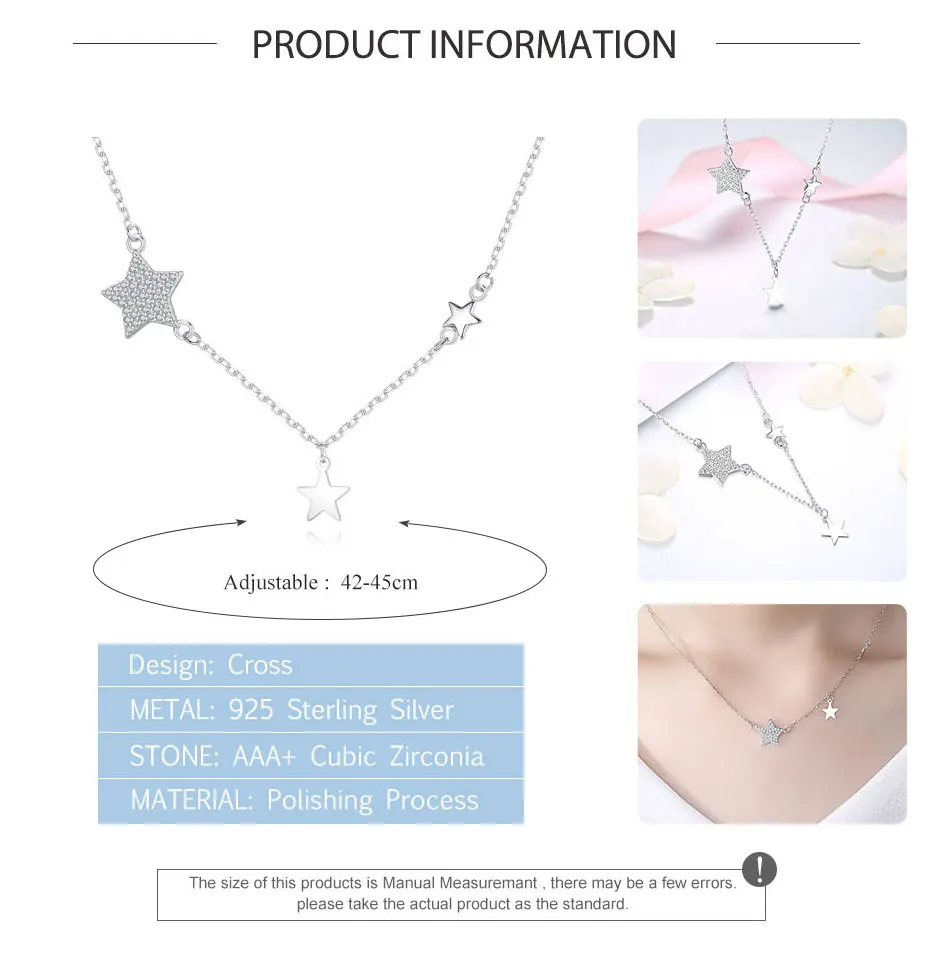 ELESHE 925 Sterling Silver Jewelry Set for Women Sparkling Star Crystal CZ Pendant Necklace Bracelet Set Luxury Silver Jewelry