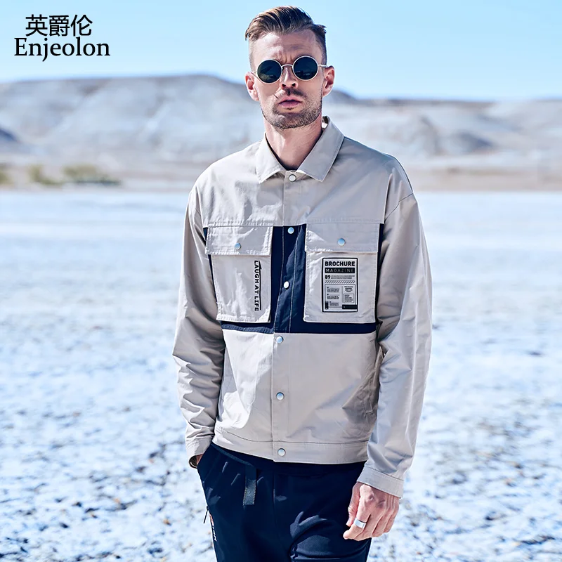 

Enjeolon Brand 2019 Autumn Bomber Jacket Mens Clothes Streetwear Jacket Coat Windbreakers Military Style Coat Men JK642