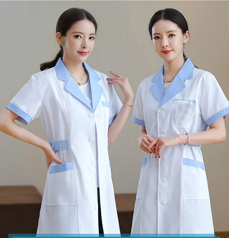 Униформа медсестры платье-футляр медицинская одежда платье косметолога салон красоты лабораторный халат костюмы врача - Цвет: White Blue
