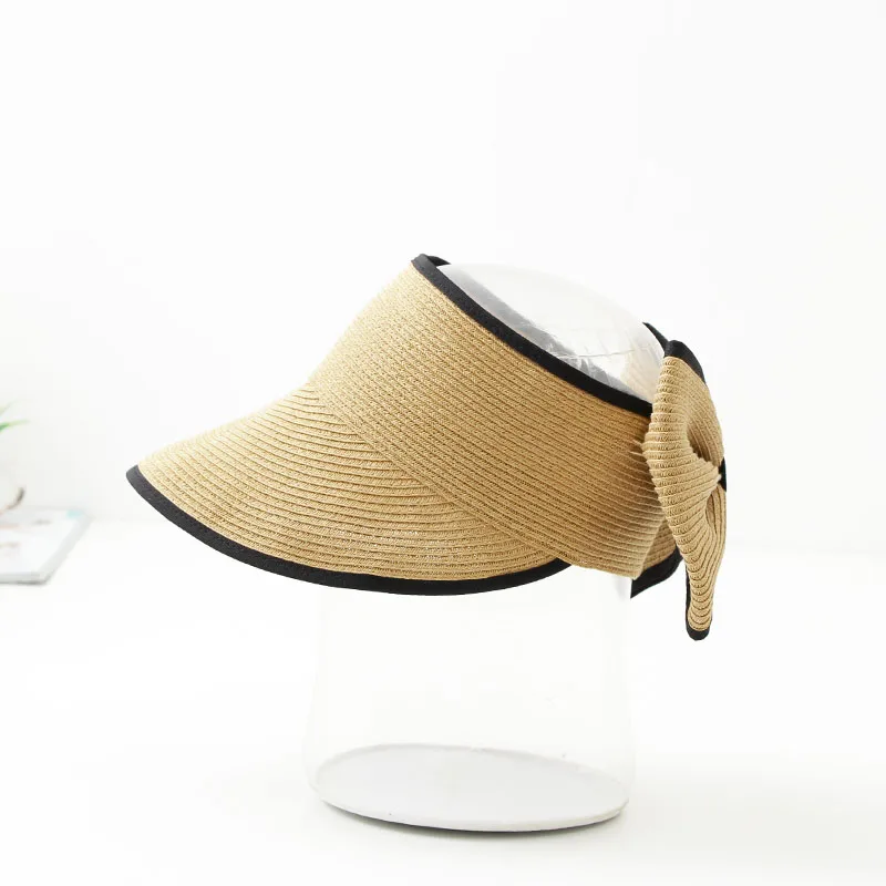 Высококачественная женская летняя кепка, складной бумажный соломенный солнцезащитный козырек с широкими полями, пляжная кепка с регулируемым козырьком