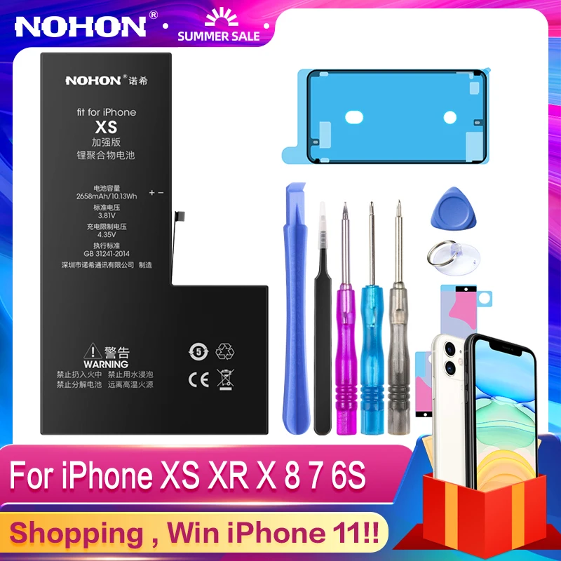 Аккумуляторная батарея NOHON для iPhone Xs XR 8 7 6S X | Мобильные телефоны и аксессуары