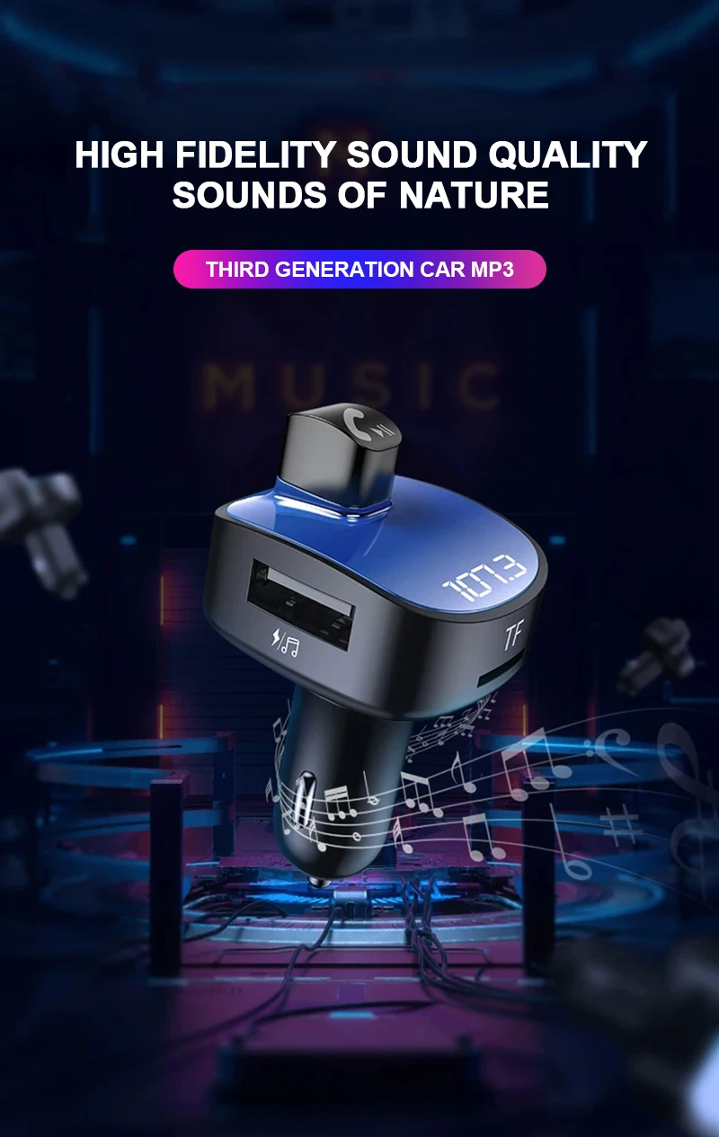Автомобильный fm-передатчик для автомобиля MP3 Bluetooth музыкальный плеер Handsfree Dual USB Автомобильное зарядное устройство fm-передатчик музыкальный плеер