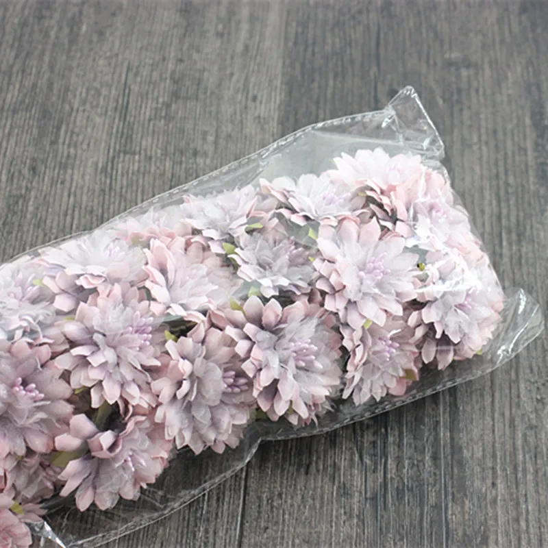 Light purple 48 шт. из нового вида искусственного шелка Букет гвоздик Свадебные бутоньерка аксессуары diy ВЕНОК материал на Рождество, украшение для свадебной сцены Декорация - Цвет: Light purple