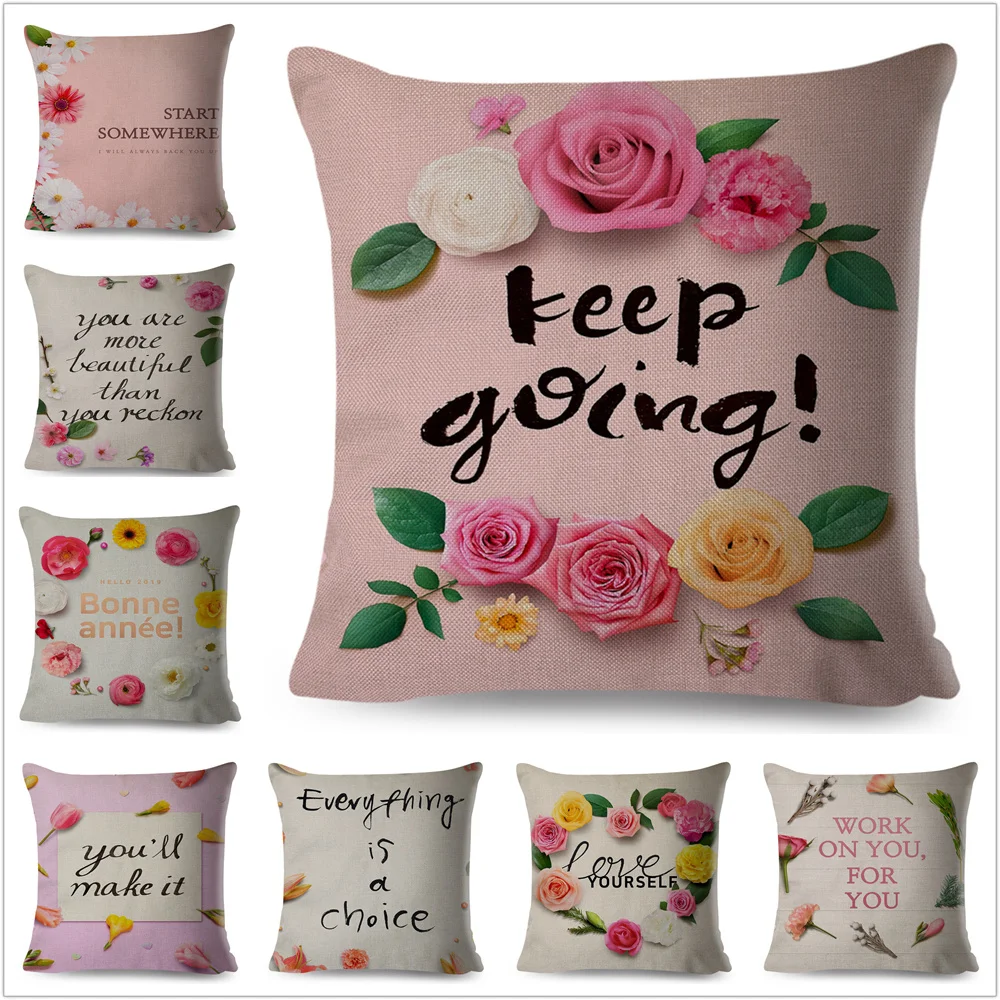 

Nordic simple Style Flower and Letter Cushions Cover for Sofa Home Car Decor Plant Floral Print Pillowcase Pillows Case 45x45cm
