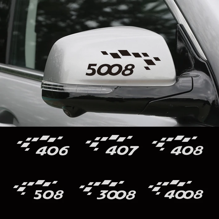 2 шт. автомобиль Зеркало заднего вида наклейка Стикеры для PEUGEOT 406 407 408 508 3008 4008 5008