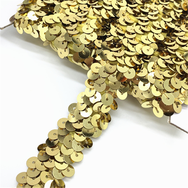 20mm Sequins Elastic Band Elastic Ribbon Lace Trim Sequin Sewing Fabric For Crafts Sewing Cloth Accessory Sequin Trim