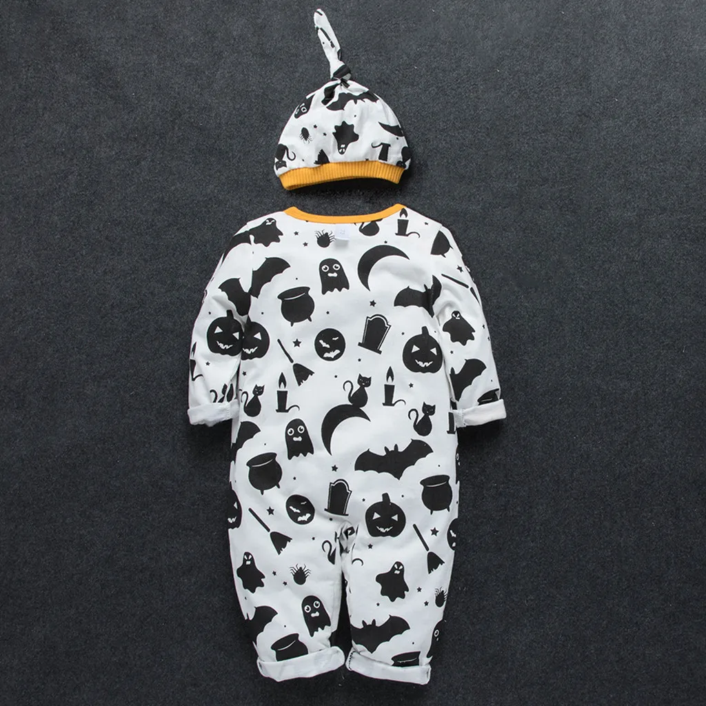 New Born Baby Clothes Toddler Baby Kids Girls Boys Halloween Romper + Cap Outfits Set Clothes Baby Winter Clothes Roupa Costume