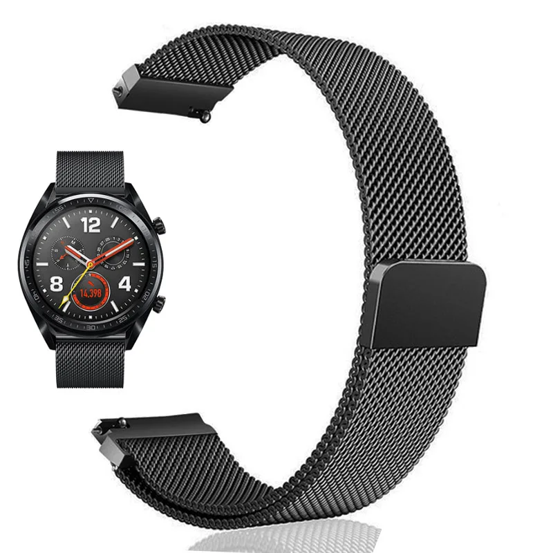mesh -black Для huawei Watch GT magic watch 2pro Смарт-часы Бизнес Стиль Замена 2in 1 кожаный силиконовый ремешок 22 мм браслет из нержавеющей стали - Цвет ремешка: mesh -black