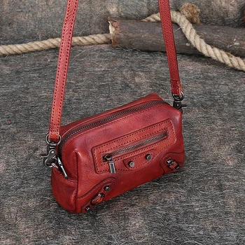 

Fctossr 2020Retro first layer cowhide clutch bag lady's wild small square bag leather handbag crossbody bag