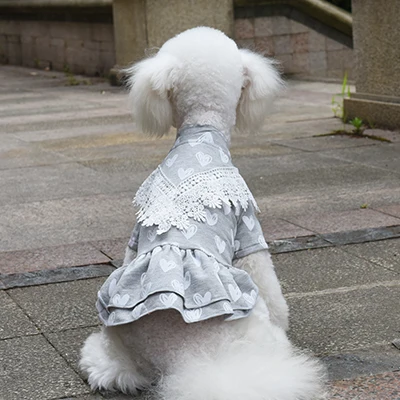 Grey Cotton Dress Осенне-зимняя одежда для собак, милое платье принцессы, юбка с принтом для маленьких и средних собак, одежда со звездами, чихуахуа, бихона, платья для собак с Мопсом - Цвет: Grey Cotton Dress