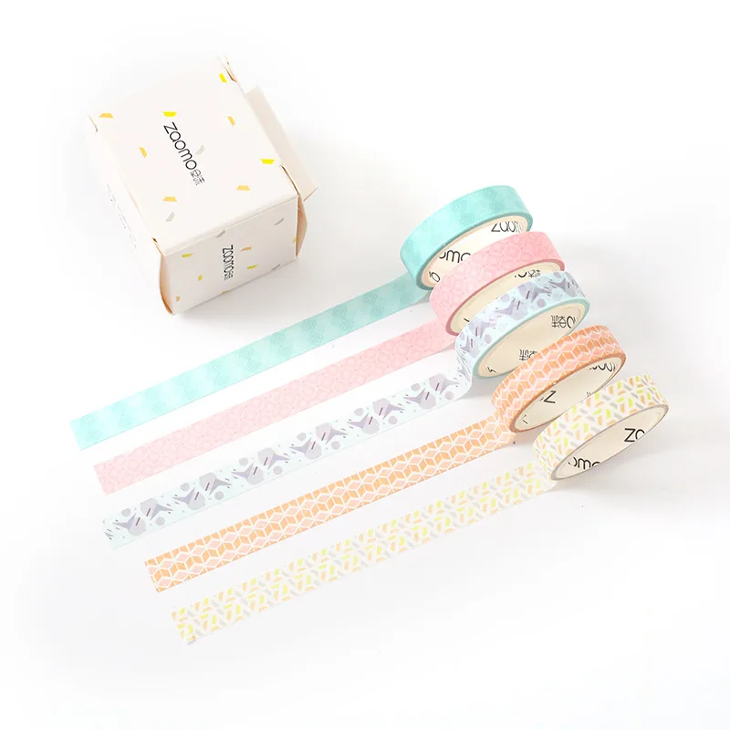 5 pcs/pack White Black Bullet Journal Washi Tape Set Adhesive Tape DIY Scrapbooking Sticker Label Masking tapes school supplies - Color: feng zheng