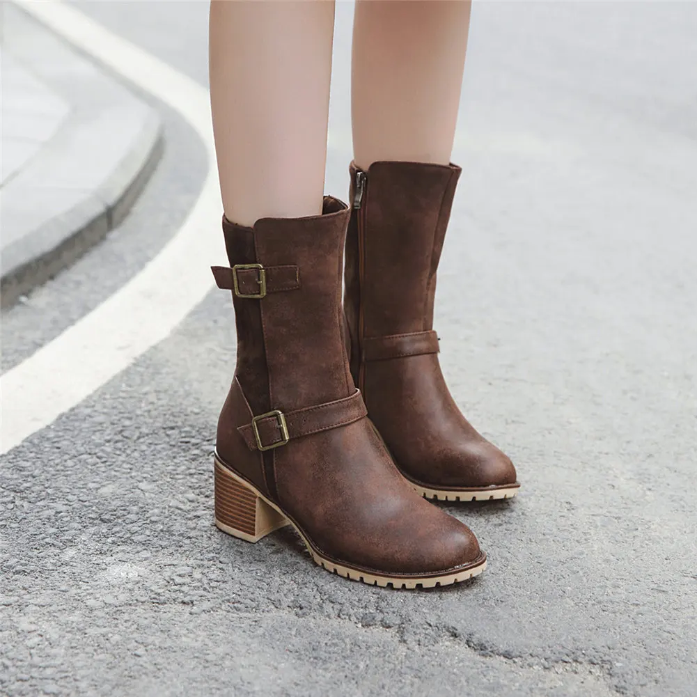 

SARAIRIS Large size 43 retro Winter Snow Boots Women shoes Warm plush Shoes Woman Women mid-calf Boots 2019