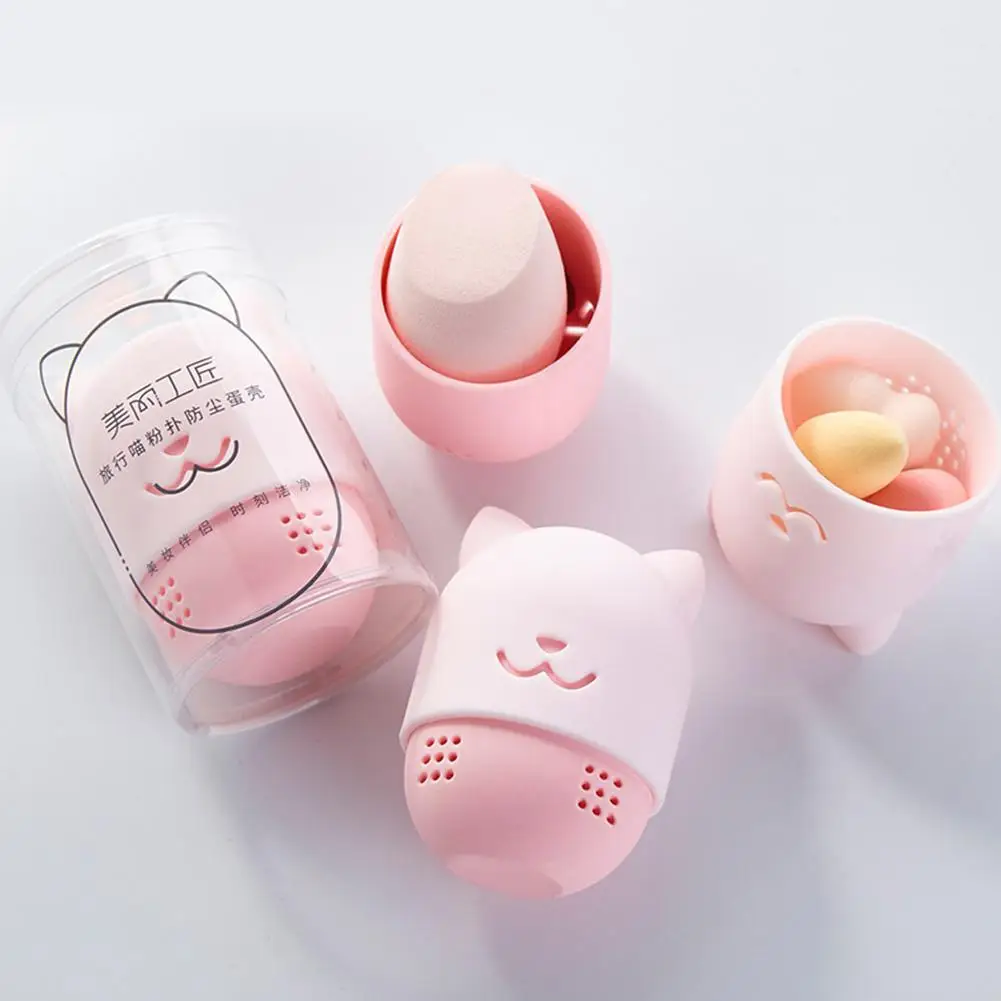 

2 in1 Practical Sponge Container Drying Holder Silicone Beauty Make up Egg Stand Cosmetics Blender Case Decoration