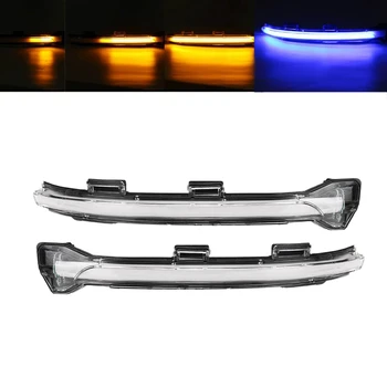 

blue + Amber LED Dynamic Turn Signal Rearview Mirror Indicator Light For-GOLF 7 Mk7 7.5 7