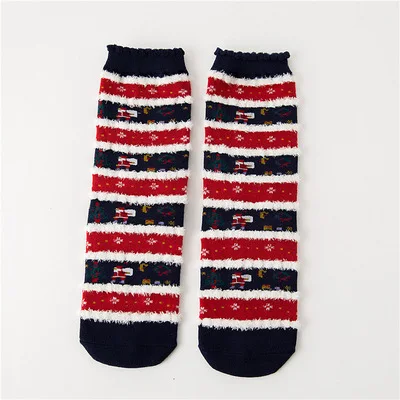 Осенние и зимние новые рождественские хлопковые носки с рисунком снеговика, Санта Клауса, лося, милые женские носки средней длины - Цвет: I