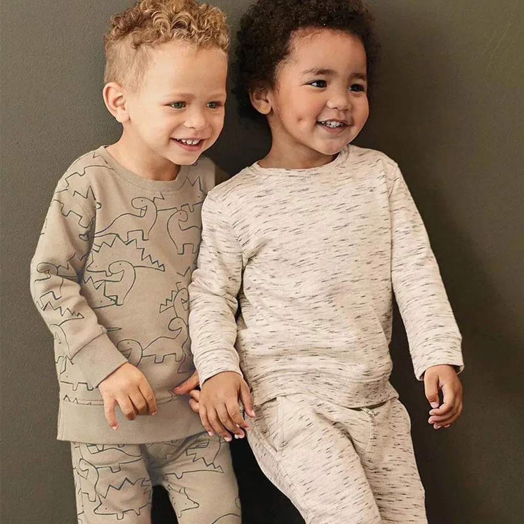 Toddler Kids Baby Boy Girl Dinosaur Cartoon Pajamas Tops Sleepwear Pants Clothes Spring Children Pajamas Set Baby Nightwear