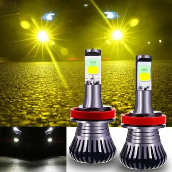 

2Pcs Dual Color H11 H8 H9 LED COB Bulbs Car Driving Fog Light Lamp White/Yellow Car LED Lights For Fog Light Bulb
