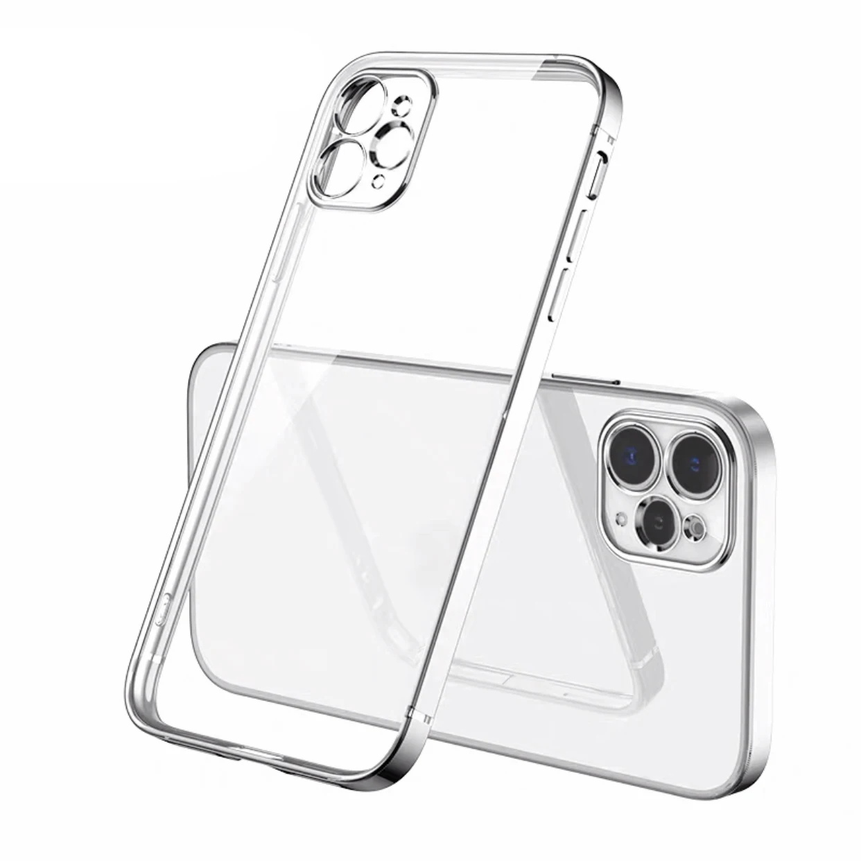 thumbnail image 1 of Luxury Square Silicone Clear Phone Case For iPhone 11 12 13 Pro Mini Xs Max X Xr Se 2020 7 8 Plus Soft Cover Plating Farme Shell, 1 of 5