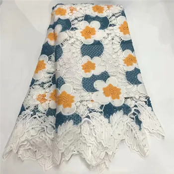 

African lace fabric 2019 high quality african French tulle lace fabric with stone guipure nigerian lace fabrics 5 yards df66-610
