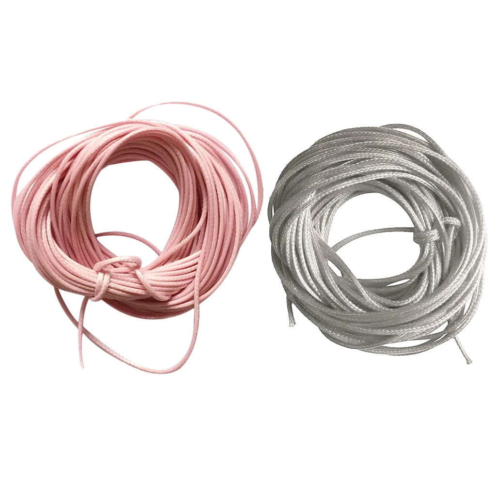 2 Pieces 10 Meters Waxed Nylon String Rope Cord for Jewelry Making 1.5mm Grey Pink