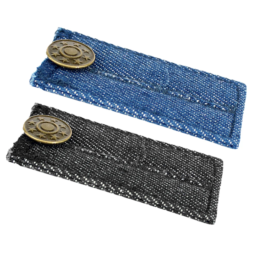 2 Denim Jeans Pants Skirt Extender Waist Expander with Button Clothes Accessories