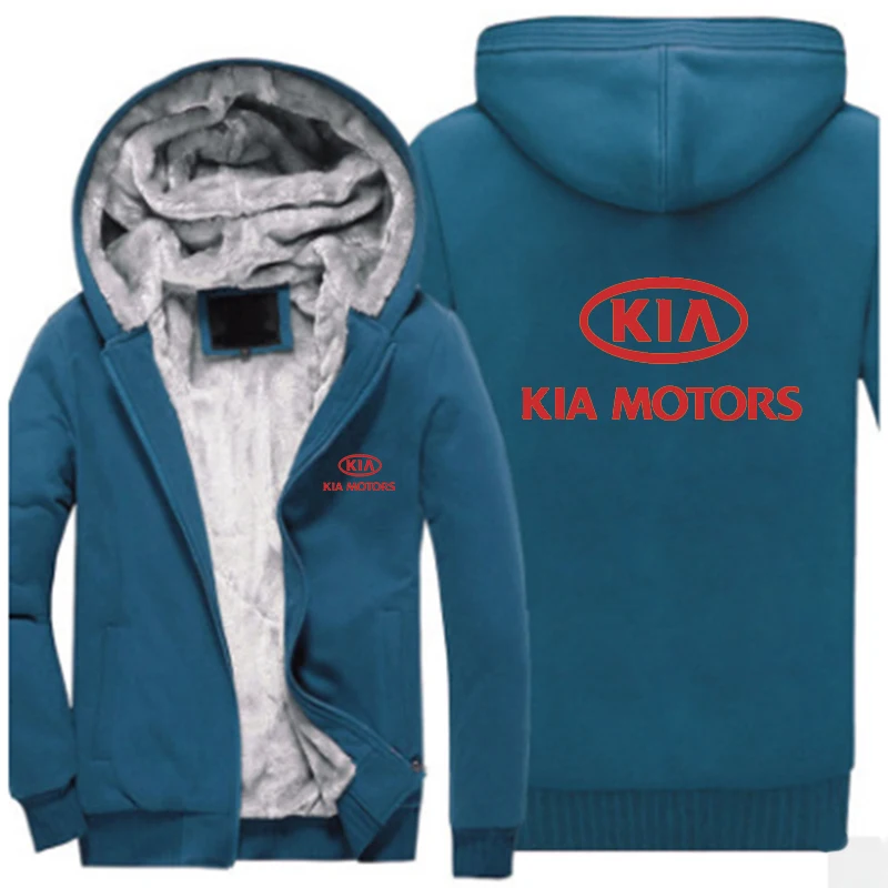 Бренд автомобиля KIA Motors, зимняя мужская куртка с капюшоном на молнии, модный красный принт, уплотненный, на заказ, удобный свитер, пальто - Цвет: 6