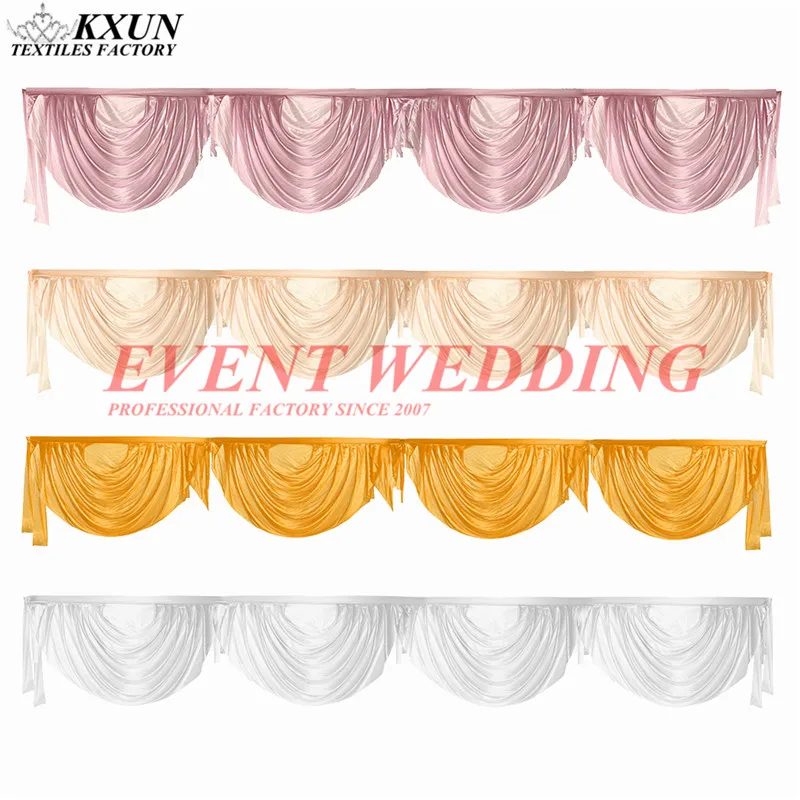 

3m 6m Ice Silk Table Swag Valance Drape For Table Skirt Table Cloth Party Event Decoration