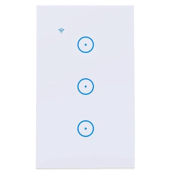 

Us Wifi Switch Press Control Wall Light Switch 3 Gang 120 Type Panel Wall Press Light Switch Smart Home Google Compatible(Us Plu