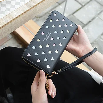 

2020 New Korean-Style Coin Purse Women's Long Hipster Cutout Lovely Leather Wallet Zipper Handbag Clutch Bag