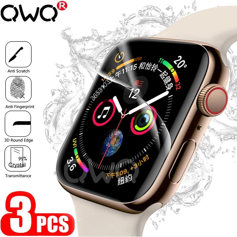 3 шт 10D Защитная пленка для экрана полное покрытие Защитная пленка для Apple iWatch 4 5 2 3 1 40 мм 44 мм 38 мм 42 мм гидрогель не закаленное стекло
