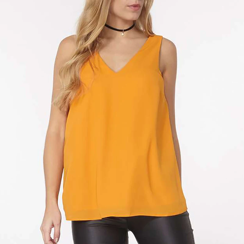 Hot Summer New Ladies Casual Tank Top Female Sexy V neck Sleeveless Chiffon Vest Women Tank Tops Female Large Size 6XL