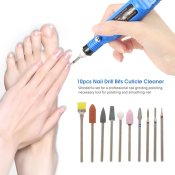 

10Pcs Nail Drill Bits For Manicure Drill Pen Cuticle Cleaner Dust Drill Brush Rotary Polishing File Grinding Heads Nail Files