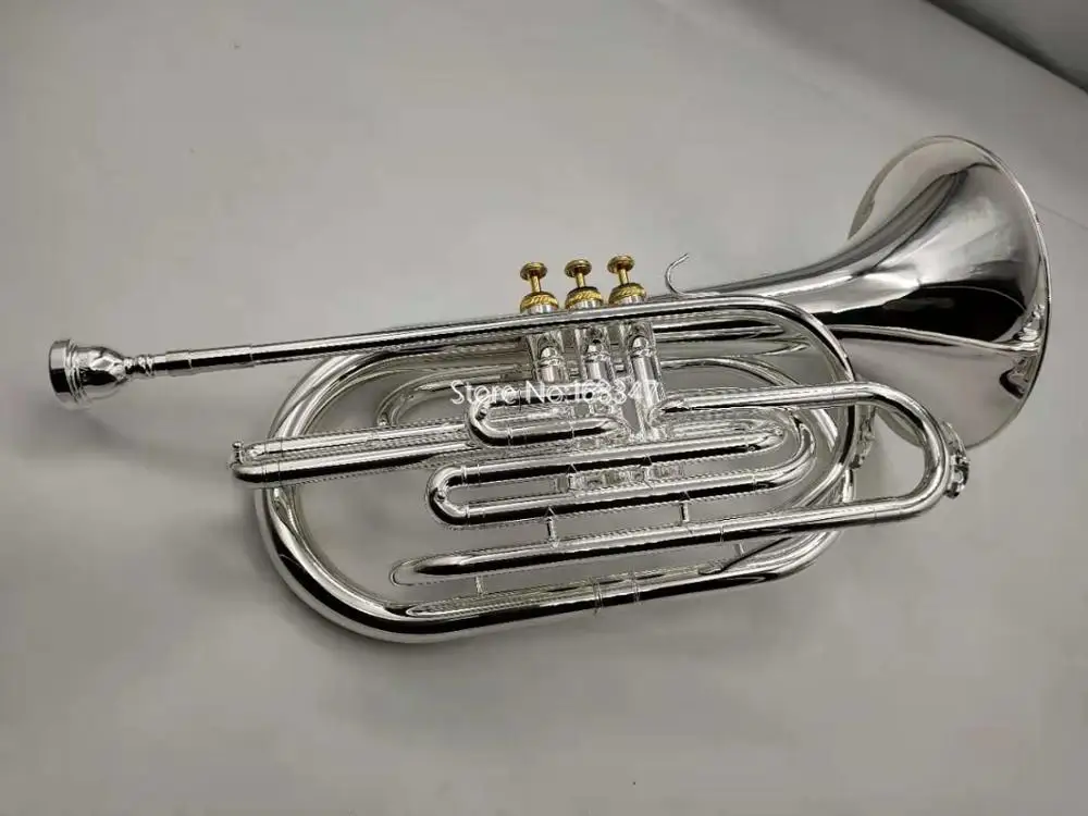 High Quality Marching Baritone Bb Tune Sliver Plated Professional Musical Instrument With Case
