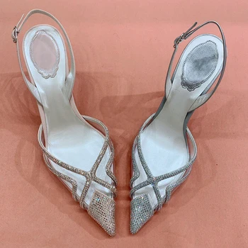 

Sandals Women High Heels Women Summer PVC Sandalias Mujer Brand Pointed Toe Heels Slingback Sapato Feminino Party Shoes Ladies