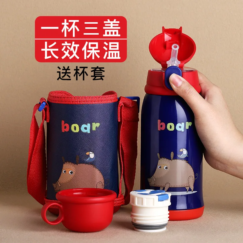 

Smart Children Insulated Cup with Straw Dual Purpose Baby Glass Young STUDENT'S Kindergarten Portable Water Bottle Kids Cup
