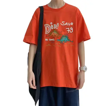 

2020 Polyester Dinosaur Men Half Sleeve oversized t shirt Round Neck Loose tshirt T-shirt Tee Top men clothing футбока женская