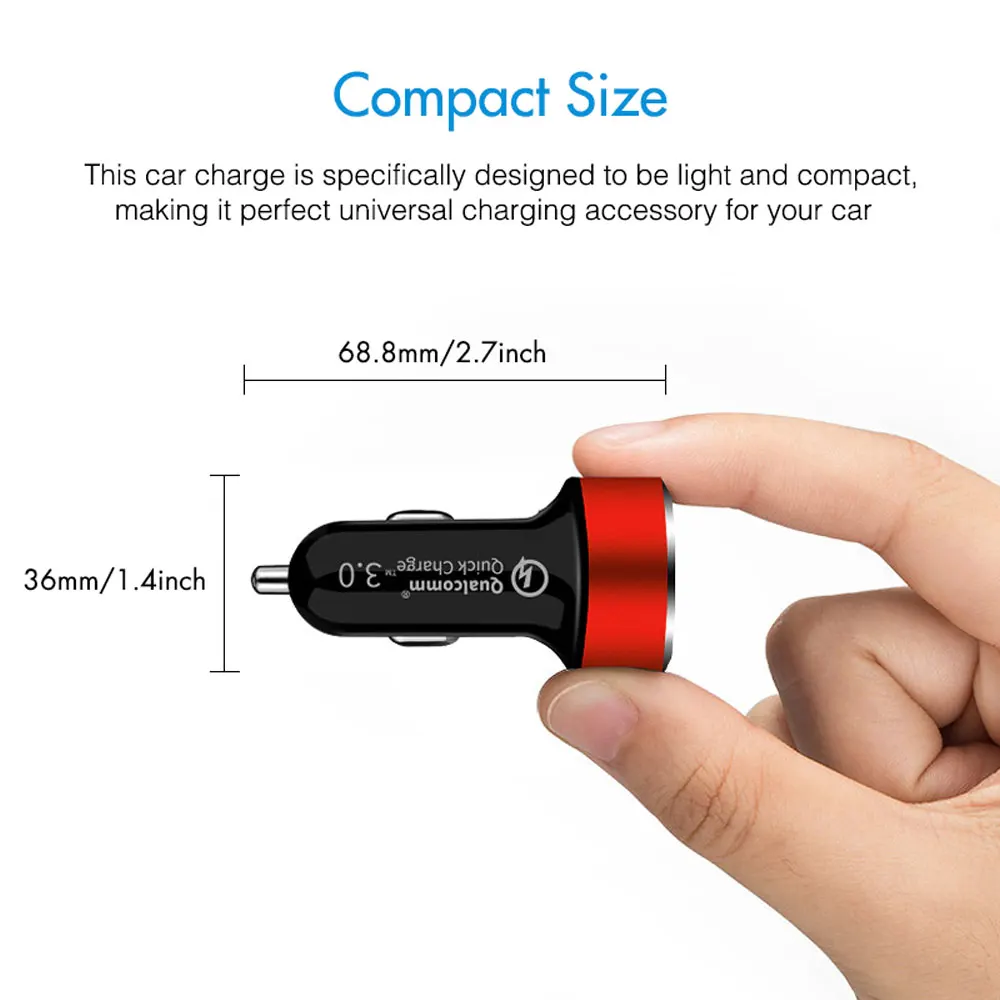 DSYCAR 1 шт. QC 3,0 универсальное автомобильное зарядное устройство с двумя usb-портами, мини зарядное устройство для быстрой зарядки, светодиодный дисплей для всех устройств IOS Android Smart