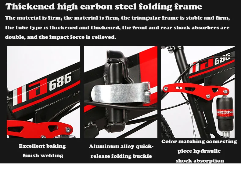 Cheap 21-Speed Mountain Folding Bicycle 24/26-inch Double Shock Absorption Variable Speed Fast Bike For Male And Female Students 3