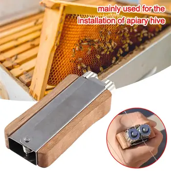 

Hive Frame Stainless Steel Wire Cable Tensioner Crimper Crimping Tool With Metal Wheels And Wooden Handle Beekeeper Tool
