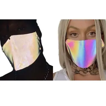 

Adult Unisex Night Colorful Reflective Mouth Mask Luminous Glow in the Dark Dustproof Face Cover Festival Rave Clubwear
