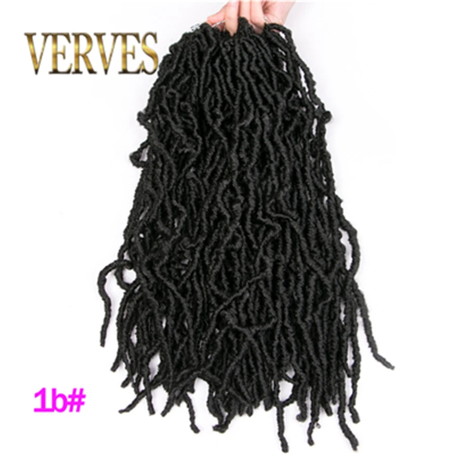 VERVES Faux Locs Curly вязанные крючком косички волосы 16 дюймов 20 корней/упаковка, афро Локи твист Омбре синтетические плетеные волосы для наращивания - Цвет: Естественный цвет