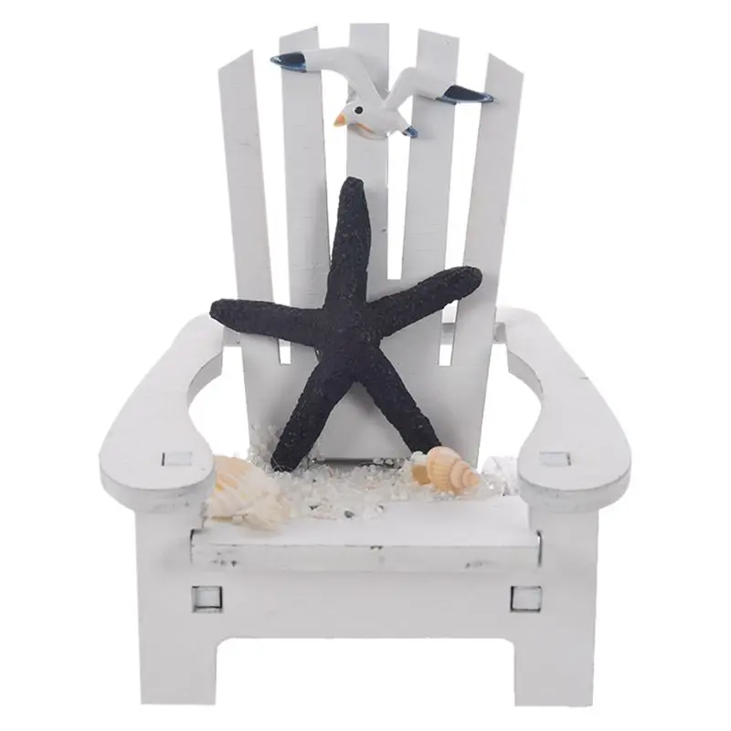 Mini Fairy White Wooden Chair Dollhouse Garden Home Sea Beach Decor white | Дом и сад