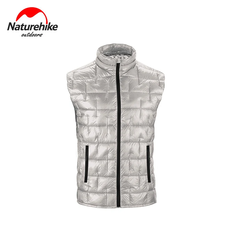 Silver Gray Naturehike Сверхлегкий уличный пуховик 95% белый гусиный пух зима осень сохраняет тепло мужской женский жилет 1000FP - Цвет: Silver Gray