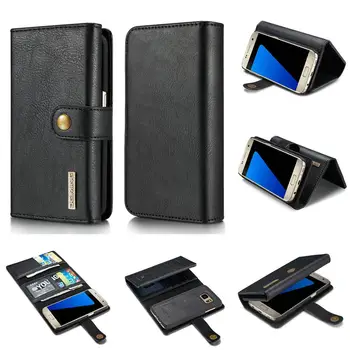 

Luxury Flip Leather Wallet Case Cover Retro Crack Protective three fold case Phone Holster For Samsung galaxy s7 edge s9 s10