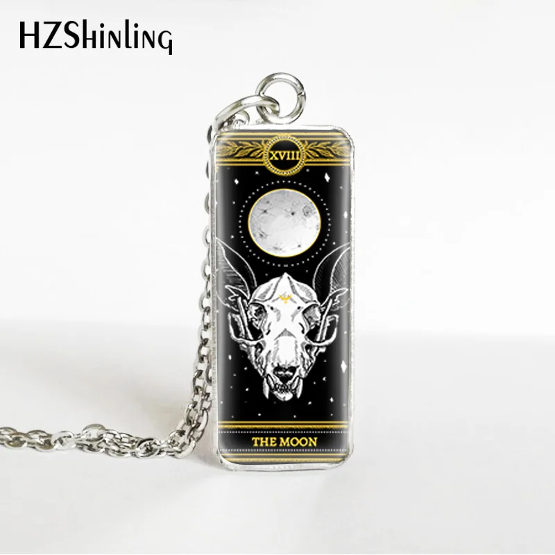 HZSHINLING карта черный Мэриголд Таро прямоугольный из нержавеющей стали стеклянные подвески модное серебряное ожерелье ювелирные изделия