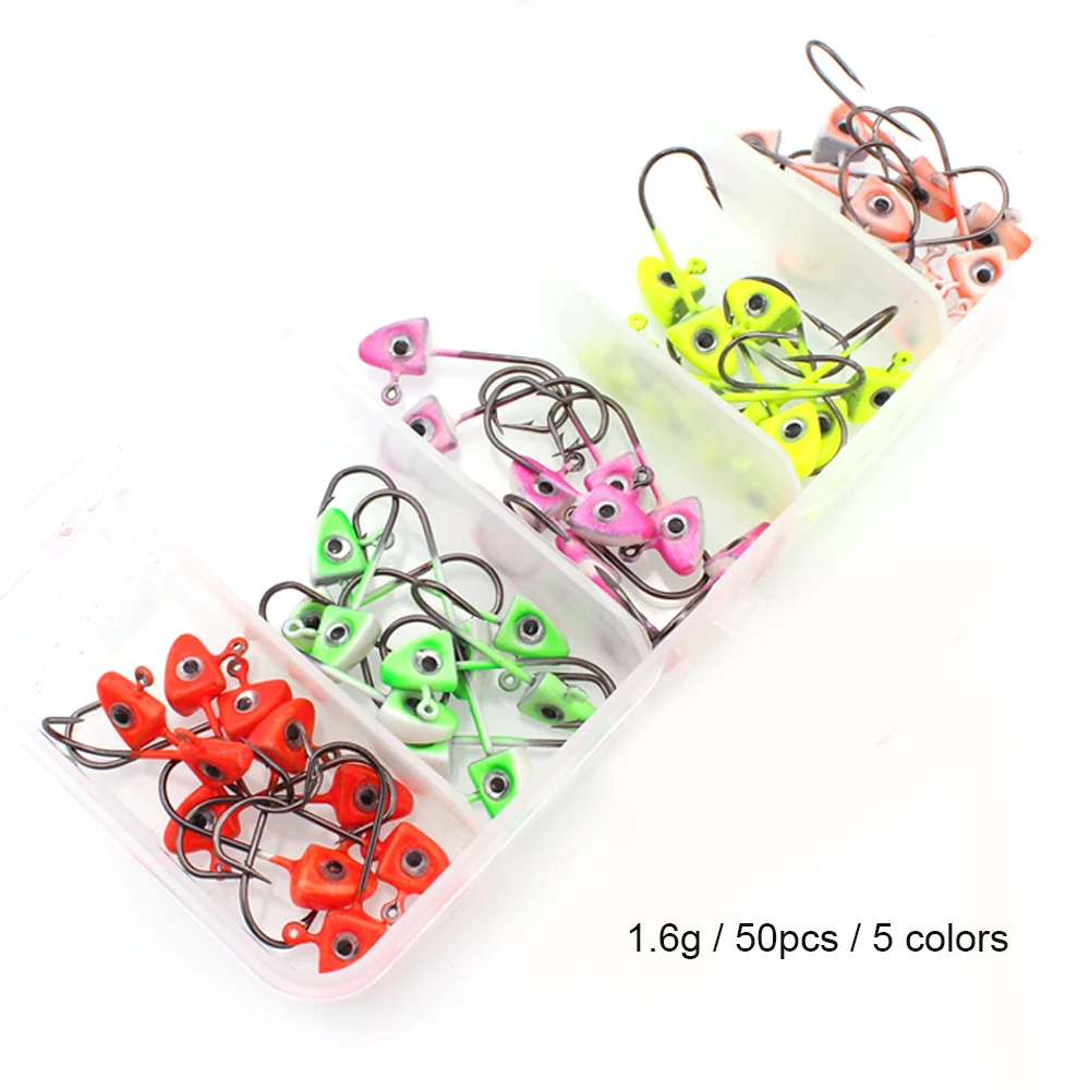 1,6g 50 шт./кор. пять цветов Jig Head бронзовых морских рыболовных крючков приманка с зазубринами свинцовый крючок Рыболовные снасти Воблеры снасти
