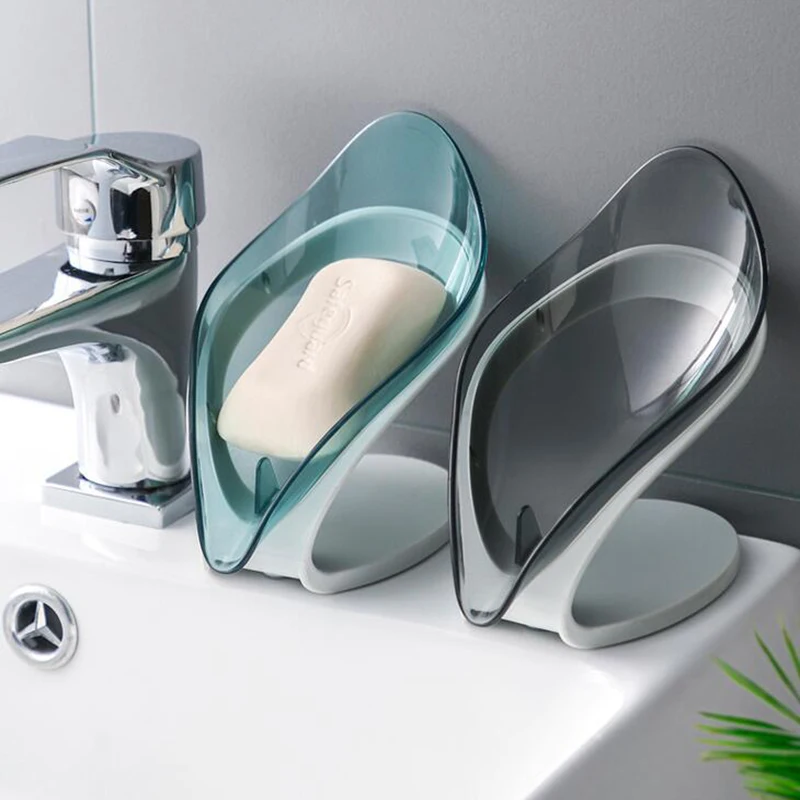 Box Bathroom Tray-Rack Soap-Holder Drain Shower-Soap Leaf-Shape Storage-Box Plastic Ledge