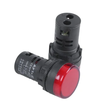 

Hot AD16-22D/S 21mm Thread Red LED Plastic Signal Pilot Lamp AC220V 2Pcs